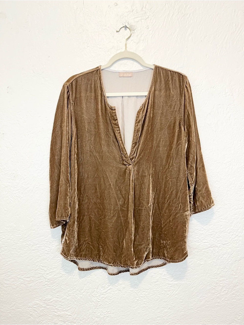 CP Shades Velvet Top Tan Brown Large L